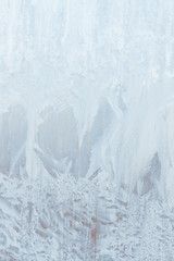 Frosty patterns on a frozen ice box in the early morning