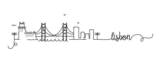 Lisbon City Skyline Doodle Sign