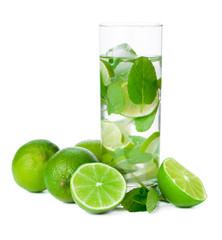 cold fresh lemonade. Isolated on white background with clipping path