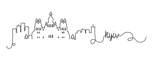 Kyiv City Skyline Doodle Sign