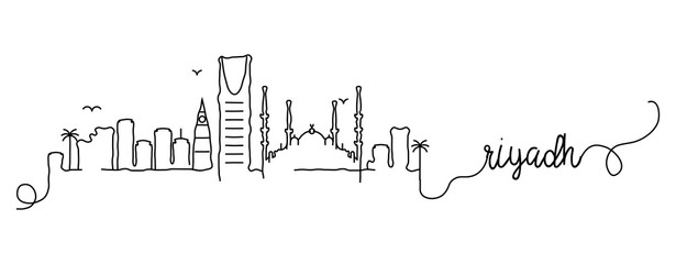 Fototapeta premium Rijad City Skyline Doodle znak