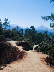 Canyon with bright sky in the forest,On a natural background