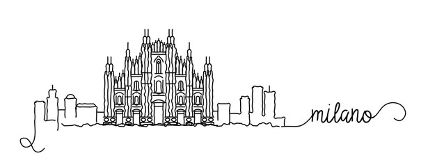 Milano City Skyline Doodle Sign