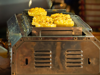 Glutinous rice grilled is a local Thai food sold in the Thai Street Food Market