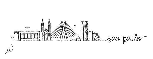 Sao Paulo City Skyline Doodle Sign