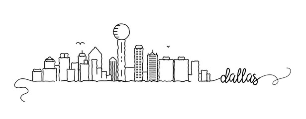 Dallas City Skyline Doodle Sign