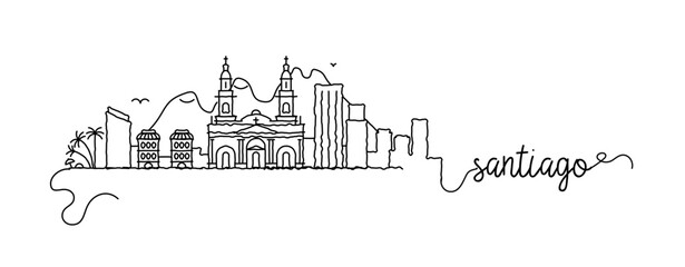 Santiago City Skyline Doodle Sign