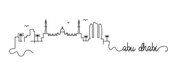 Naklejka premium Abu Dhabi City Skyline Doodle Sign