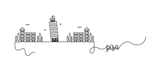 Pisa City Skyline Doodle Sign