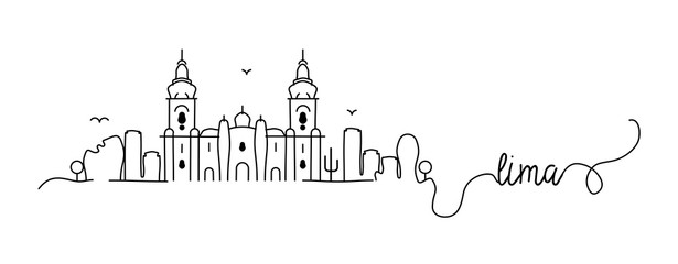Lima City Skyline Doodle Sign