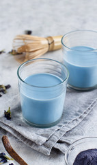 Blue matcha milk