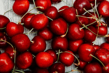 cherry on a wooden background close-up