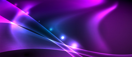 Neon glowing lines, magic energy space light concept, abstract background wallpaper design