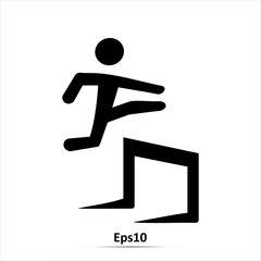 Runner over barrier icon. Vector Illustration