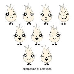 expression of emotions vector cartoon pink figures and an inscription on a white background for use in design