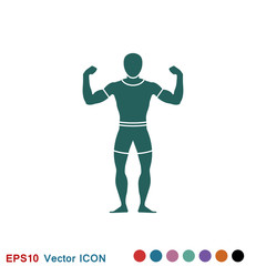 Muscle icon logo, illustration, vector sign symbol for design