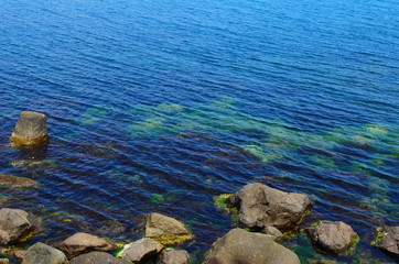 Crystal clear blue Black Sea In Bulgaria, the island of Nessebar
