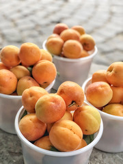 organic ripe apricot fruits at a market