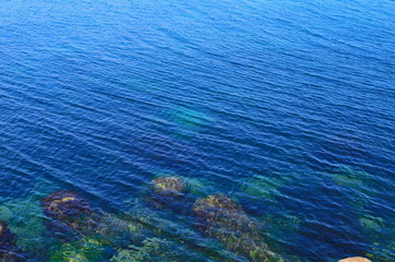 Crystal clear blue Black Sea In Bulgaria, the island of Nessebar