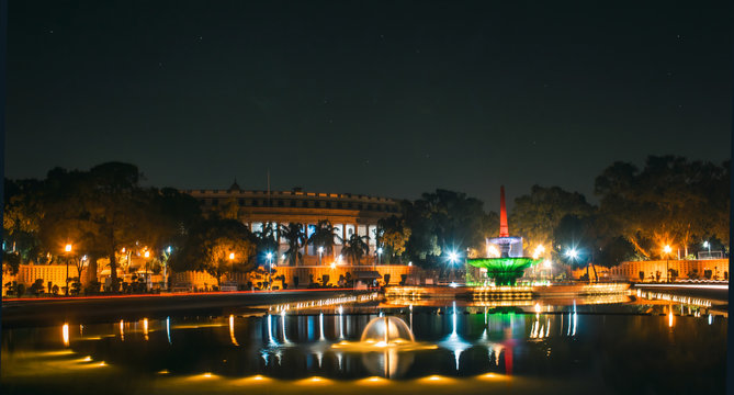 Night photos near The Parliament of India.