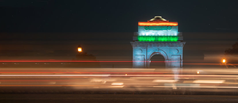 India gate during night time. Chaos during night.