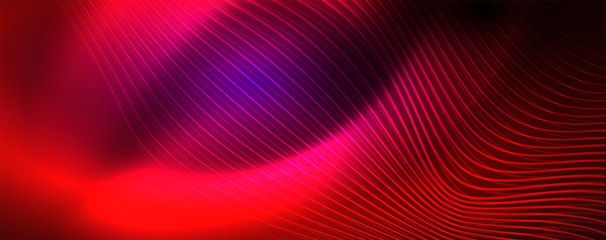 Obraz premium Neon vector wave lines abstract background, magic futuristic techno design