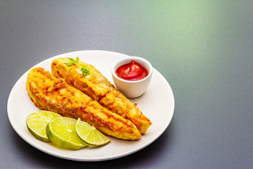 Grilled (fried) pollock in batter