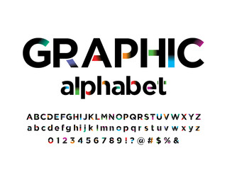 Vector of stylized modern vibrant color alphabet design