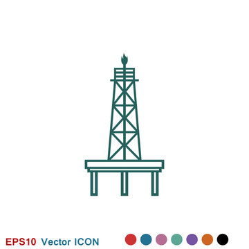 Oil platform iconfuel production logo, illustration, vector sign symbol for design