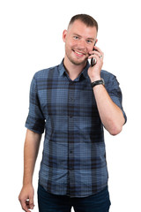 Fototapeta premium Handsome businessman speaking on the phone