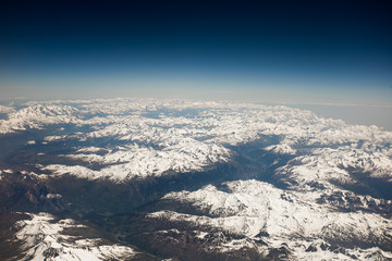 aerial view of the Alps mountains