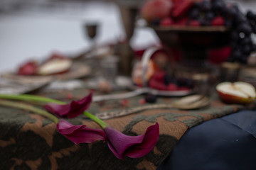Still life with vintage dishes