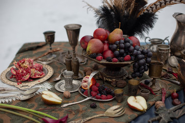 Still life with vintage dishes