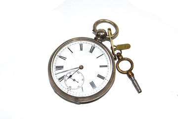 Vintage Pocket Watch on White Background