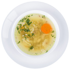 Chicken broth with pasta