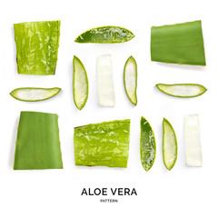 Pattern with aloe vera. Abstract background. Aloe vera on the white background.