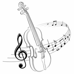 The stylized symbol with music notes and violin. © designer_an