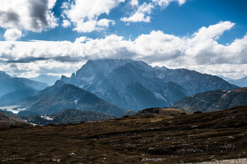 Beautiful alpine countryside. Scenic image of famous Sassolungo peak with overcast perfect blue sky. Wonderful Vall Gardena under sunlight. Majestic Dolomites Mountains. Amazing nature Landscape