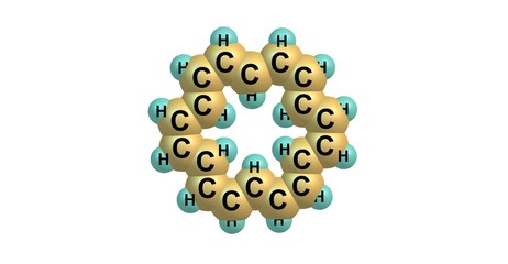 Cyclooctadecanonaene molecular structure isolated on white