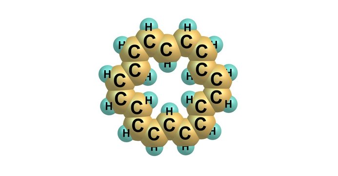 Cyclooctadecanonaene molecular structure isolated on white