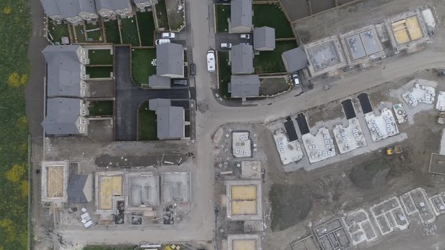 Drone shot of construction of houses from above