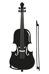 Violin on white background. Musical instrument icon.