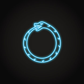 Ouroboros snake icon in glowing neon style