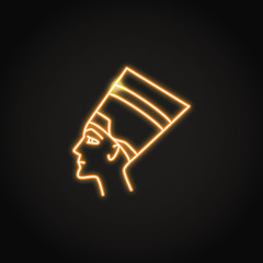 Nefertiti queen icon in glowing neon style