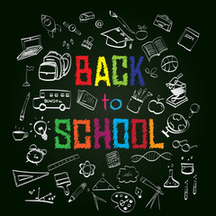 Fototapeta na wymiar Back to school, Education concept background with line art icons and symbols