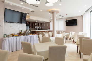 Interior of a new hotel restaurant