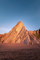 Beach of Itzurun at Zumaia with the famous flysch coast, Basque Country.