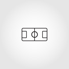 Soccer field, football stadium, linear outline icon of sport. Black icon on white background
