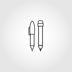 pencil and pen vector icon. Crayon icon with pen for web, mobile apps, design. Crayon vector symbol.