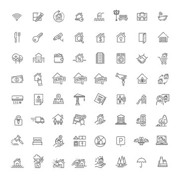 Vector Set of Real Estate Related Vector Line Icons